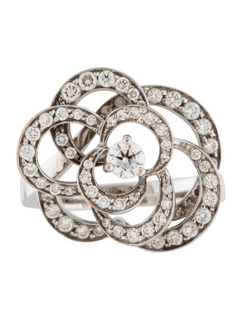 chanel camellia rose ring|Chanel camelia diamond ring.